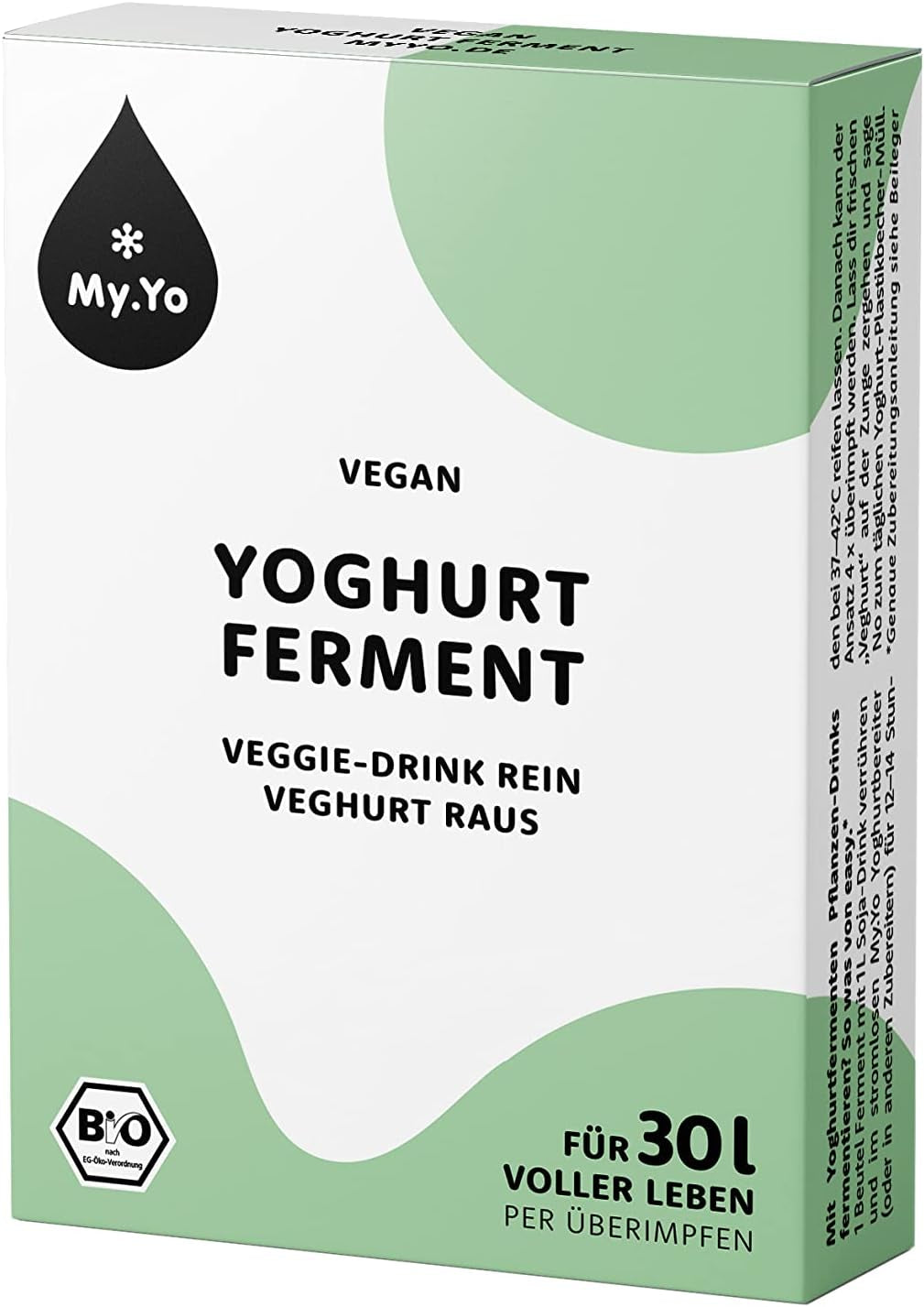 Bio Joghurtferment Vegan – 6x5g – Starterkulturen für 30L Joghurt na bazie roślin – ohne tierische Zusätze – Certyfikat DE-ÖKO-013
