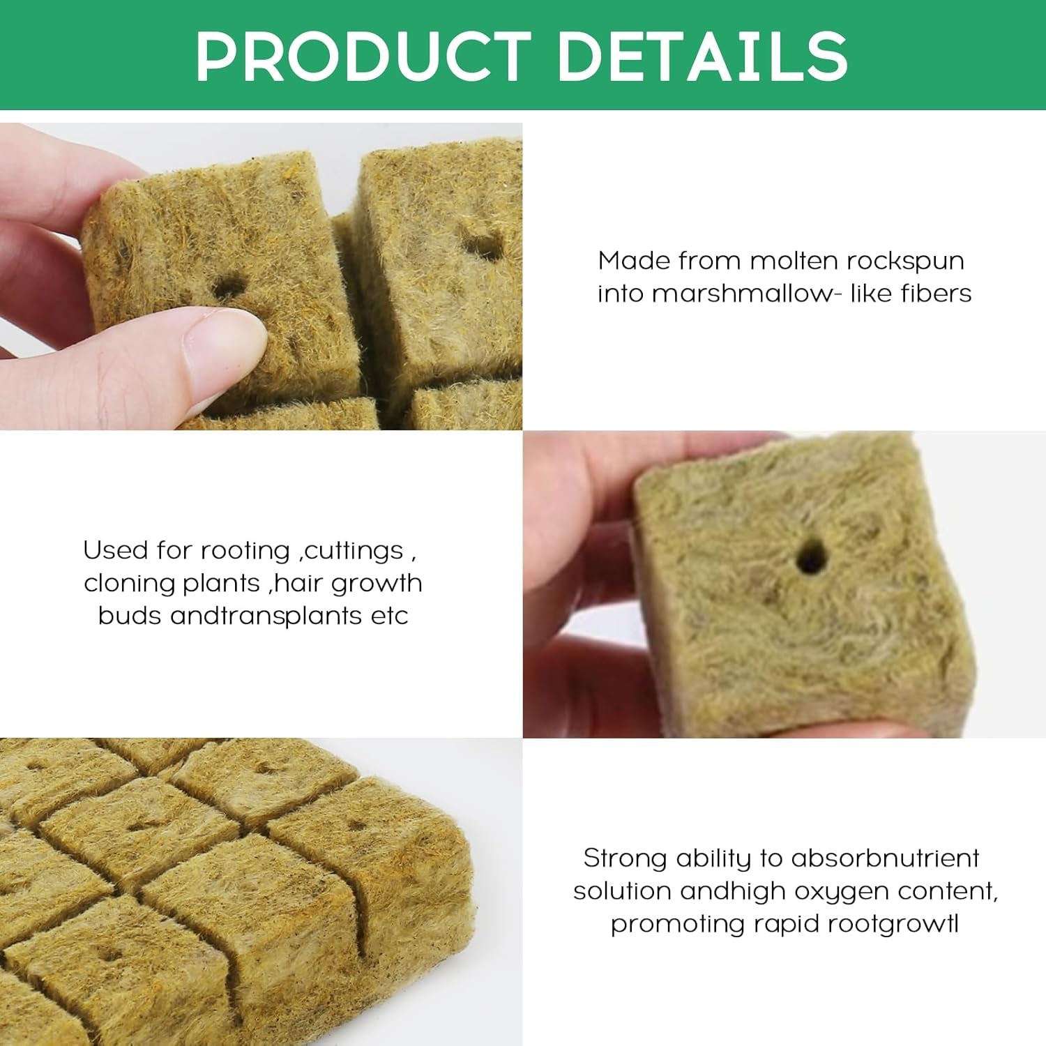 28 kostek wełny mineralnej, zestaw wełny mineralnej, mata do uprawy wełny mineralnej, mata do uprawy hydroponicznej bezglebowej, kostka wełny mineralnej, kostki wełny mineralnej do sadzonek, klonowania, rozmnażania 4*4*4cm