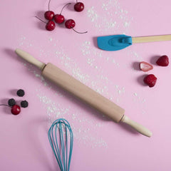 , KP5715, Drewniany wałek do ciasta, ergonomiczny i łatwy w czyszczeniu, idealny do wałkowania ciasta i ciastek, wymiary 44,5 cm, kolor brązowy