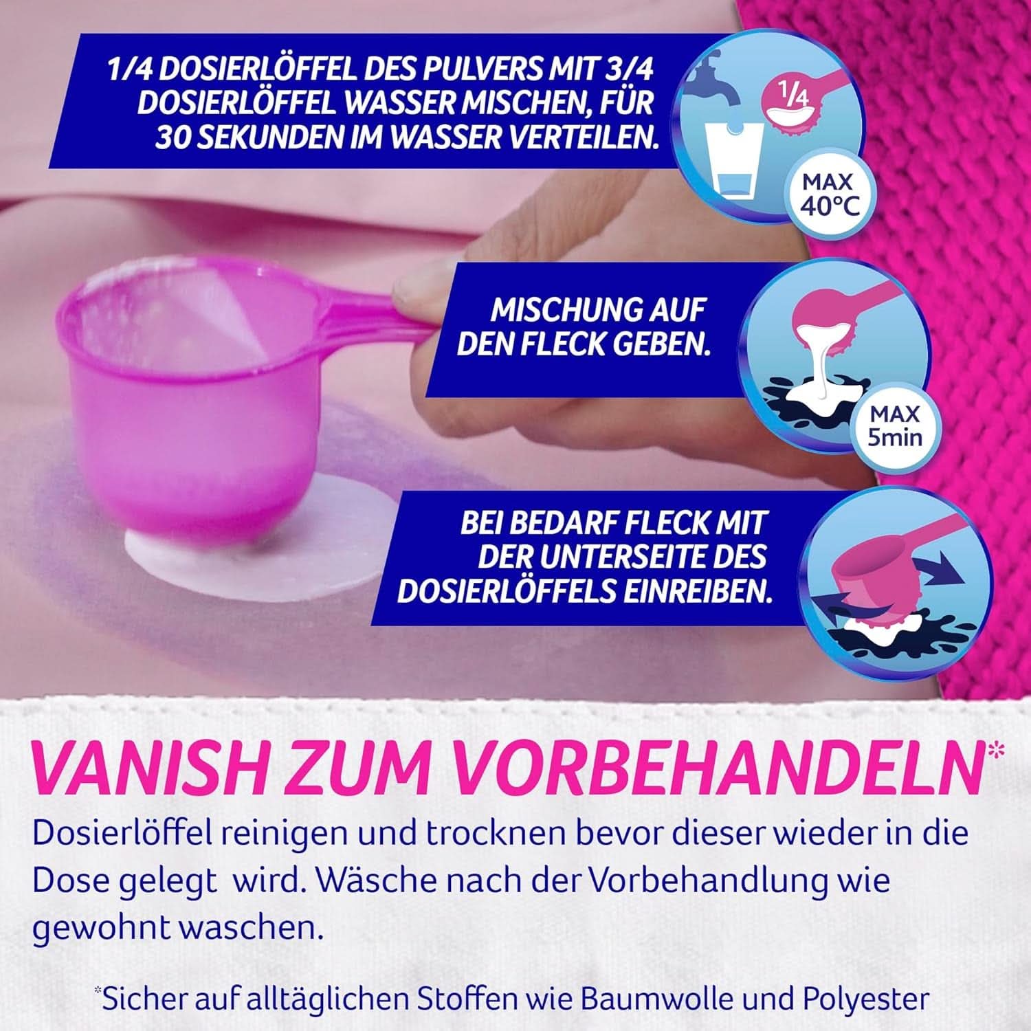 Vanish Oxi Action Powder Pink - 1.125 Kg - bezchlorowy proszek do usuwania plam i ulepszania prania - do prania kolorowego Proszki do prania Naty Shop