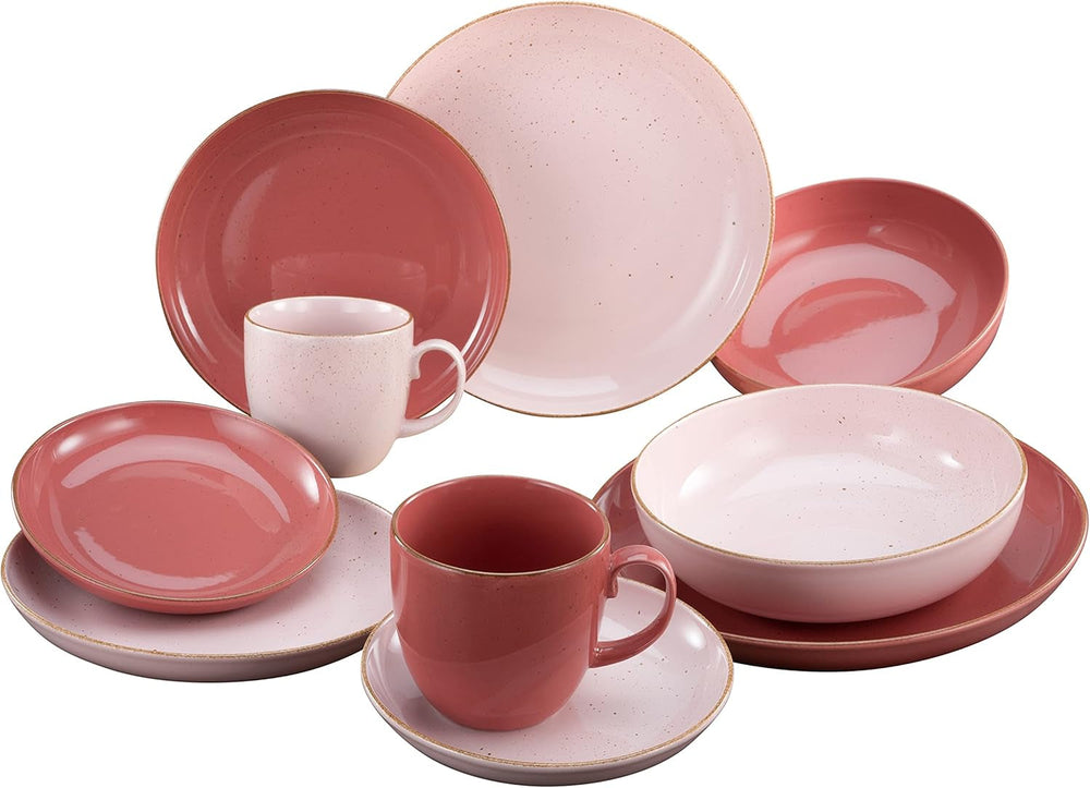 Creatable, 23581, Serie GIARDINO - TWO, 10-Teiliges Geschirrset, Kombiservice Aus Porzellan, Spülmaschinen- Und Mikrowellengeeignet, Made in Europe Seturi vesela masa Naty Shop Rot - Rosé