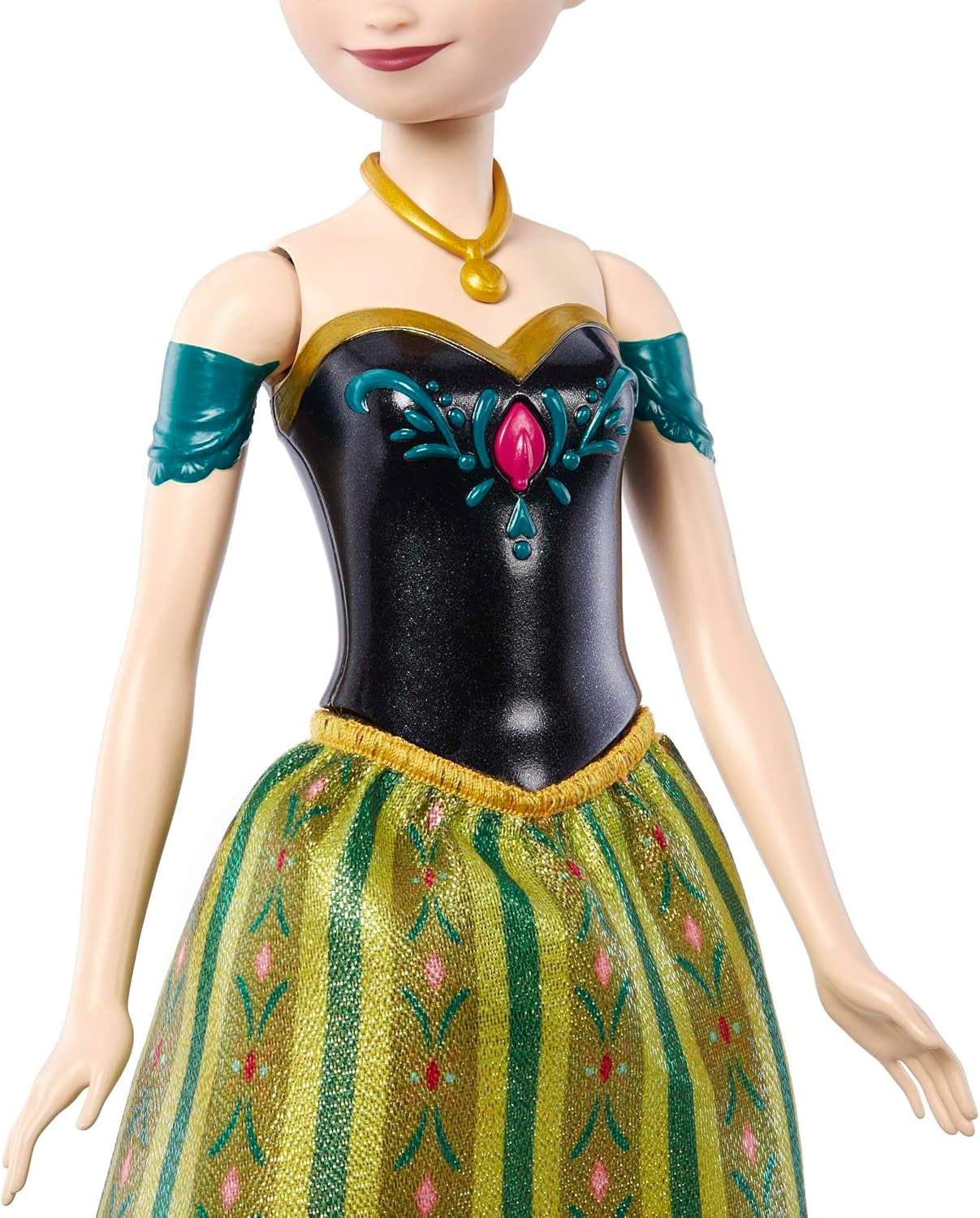 Păpușa Mattel Disney Frozen Singing Anna - fragment de cântec de 30 de secunde, ținută clasică de castel, fustă moale detașabilă, păr pieptănabil, pentru copii cu vârsta de 3 ani și peste, versiune germană, HMG41