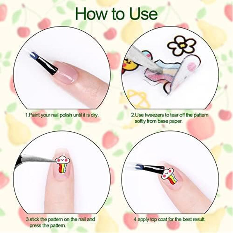 Autocolante drăguțe pentru unghii pentru copii, 20 de coli, autocolante 3D pentru unghii, flori strălucitoare în întuneric, decorațiuni colorate pentru unghii, autocolante pentru unghii, autocolante autoadezive pentru decorațiuni DIY, accesorii