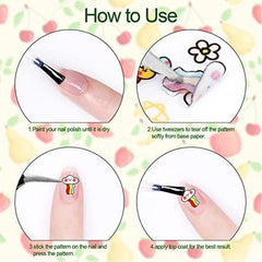 Autocolante drăguțe pentru unghii pentru copii, 20 de coli, autocolante 3D pentru unghii, flori strălucitoare în întuneric, decorațiuni colorate pentru unghii, autocolante pentru unghii, autocolante autoadezive pentru decorațiuni DIY, accesorii