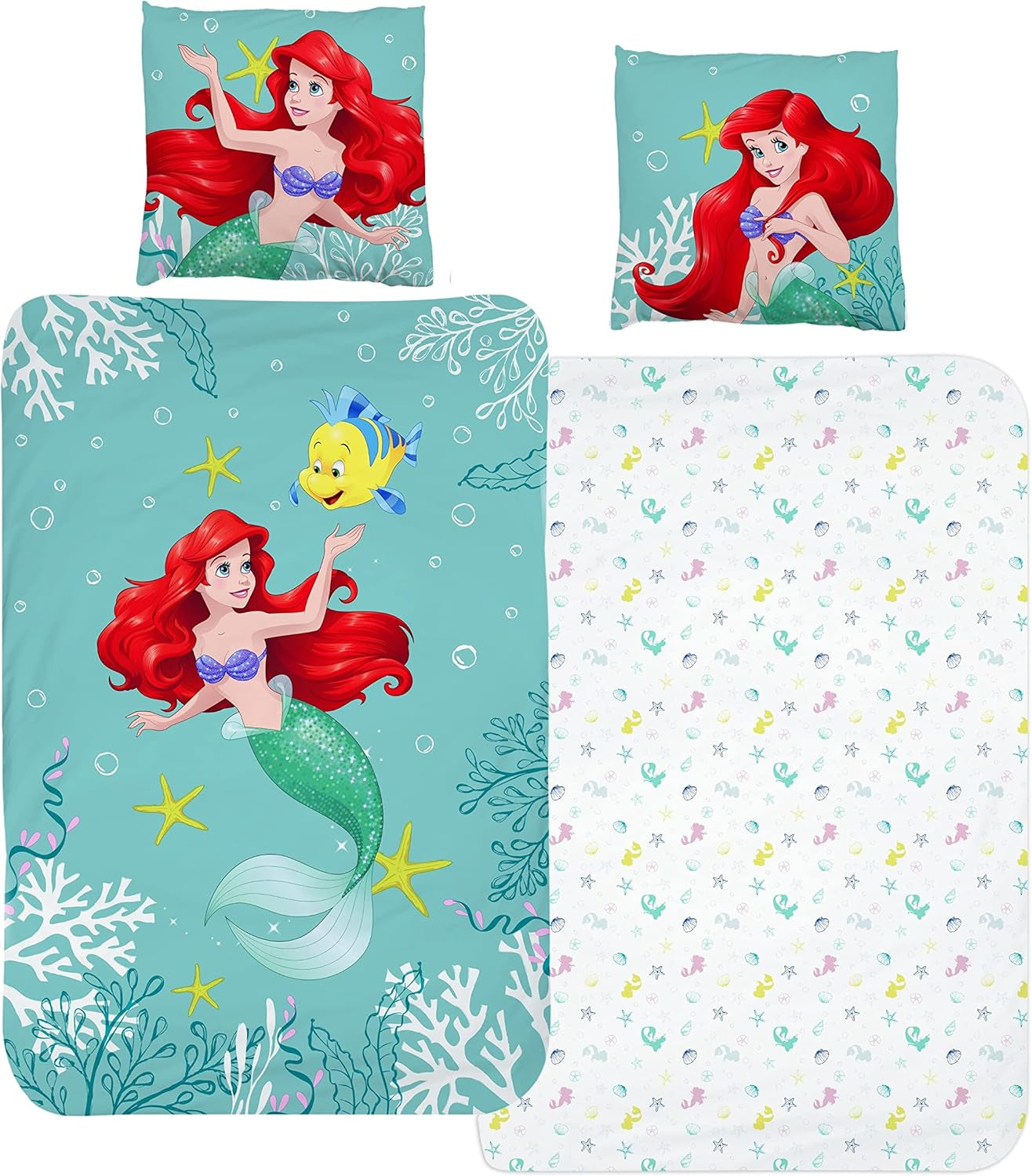 Arielle Meerjungfrau Bettbezug 135X200 80X80 Baumwolle · Kinderbettwäsche Für Mädchen Disney Prinzessin Mermaid · 2 Teilig Naty Domyślny tytuł sklepu