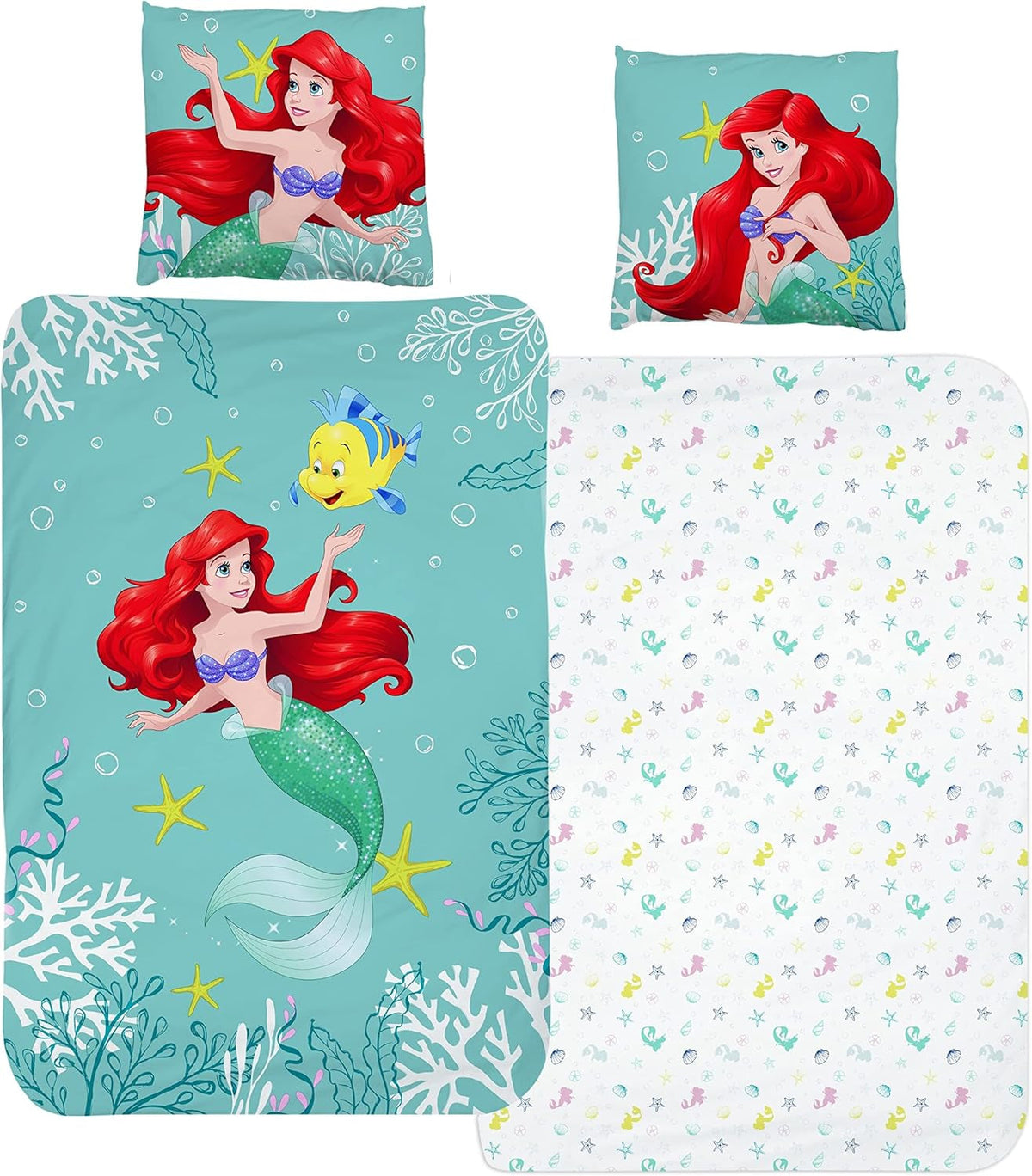 Arielle Meerjungfrau Bettbezug 135X200 80X80 Baumwolle · Kinderbettwäsche Für Mädchen Disney Prinzessin Mermaid · 2 Teilig Naty Domyślny tytuł sklepu