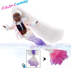 Mermaze Mermaidz™ Winter Waves Crystabella™ Meerjungfrau-Modepuppe z Farbwechsel-Flosse, glicernem Schwanz i Zubehör