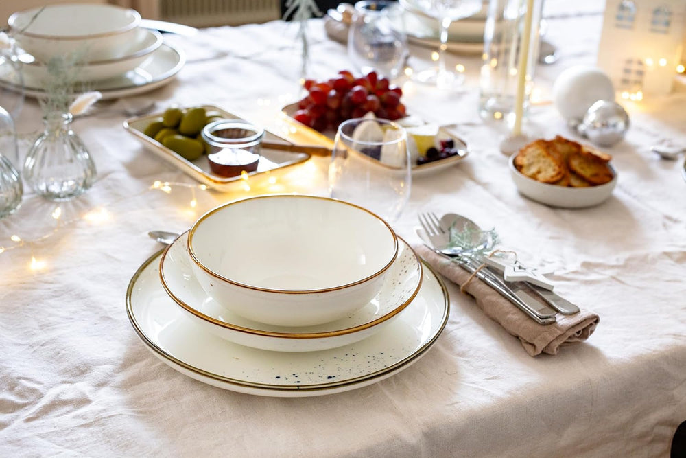 Seria MĘSER Pintar, wysokiej jakości zestaw zastawy stołowej dla 4 osób, łączna usługa 16 sztuk Zestawy zastawy stołowej Naty Shop