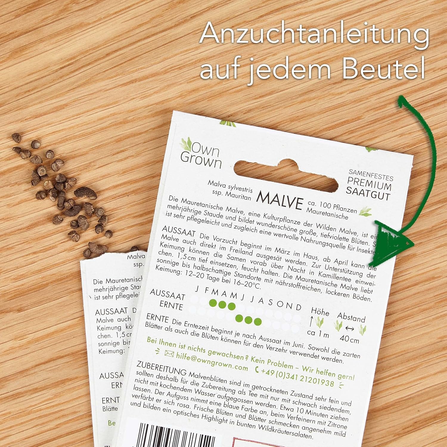 Zestaw nasion herbaty: 8 odmian nasion na balkon i do ogrodu - mięta, rumianek, anyż, pokrzywa, malwa - nasiona roślin - herbata - pudełko na herbatę - Rośliny OwnGrown