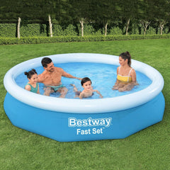 Set piscină supraterană Bestway Fast Set cu pompă de filtrare Ø 305 x 66 cm, albastră, rotundă