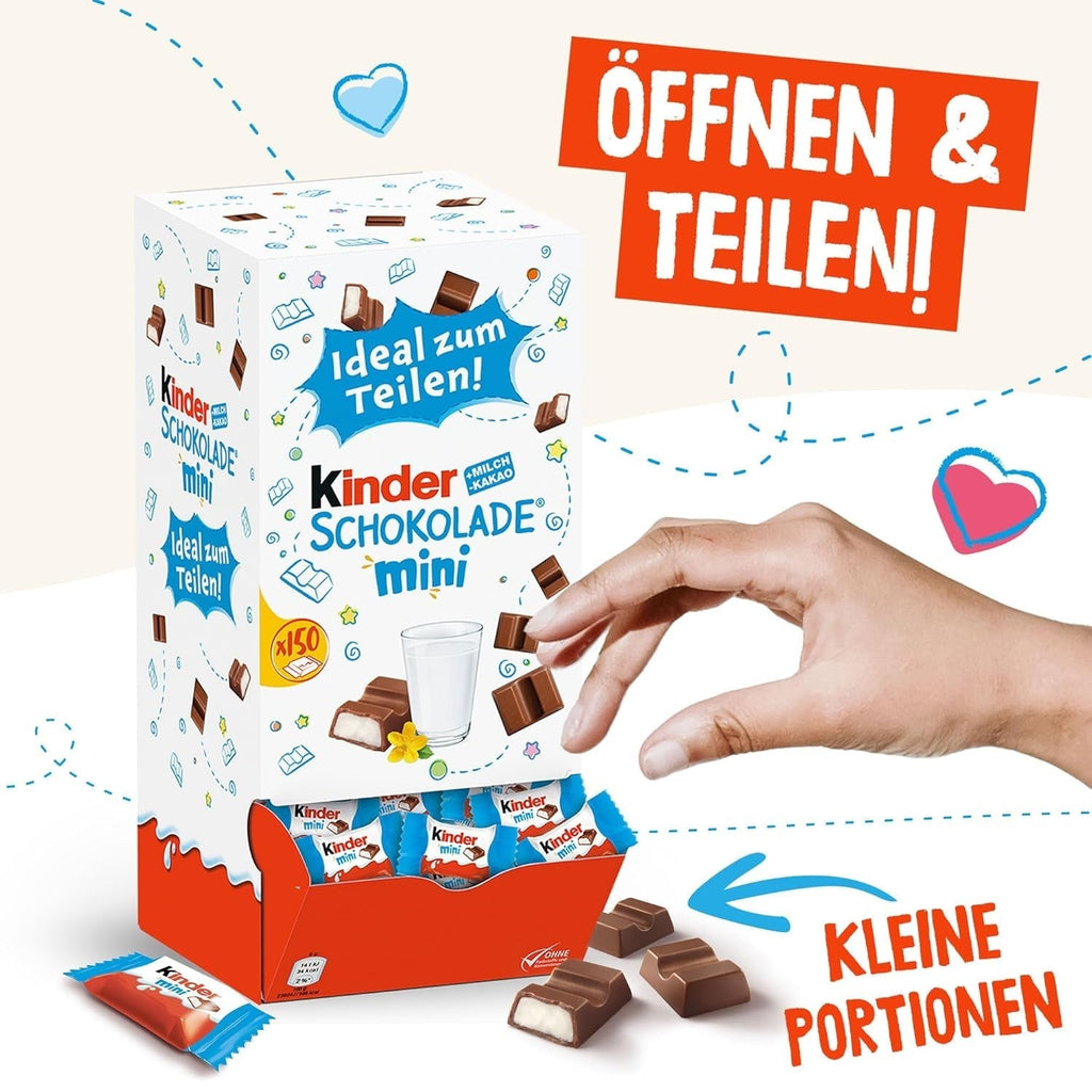 Kids Chocolate Mini - 150 de mini batoane ambalate individual, 900 grame Bomboane de Ciocolata Naty Shop