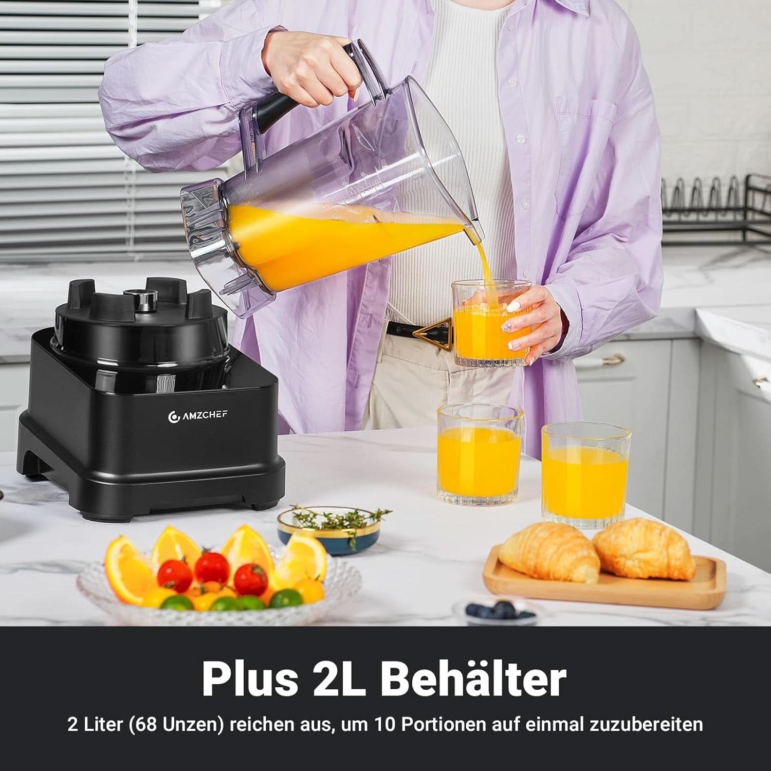 Blender AMZCHEF, 8 inteligentnych menu i 10 prędkości, ekran dotykowy LCD Kitchen Naty Shop