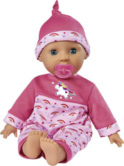 Simba 105140060 - Laura Kitzel Baby, Weichkörperpuppe mit Regenbogenstrampler, macht 25 Babylute, 38cm, Babypuppe ab 2 Jahre