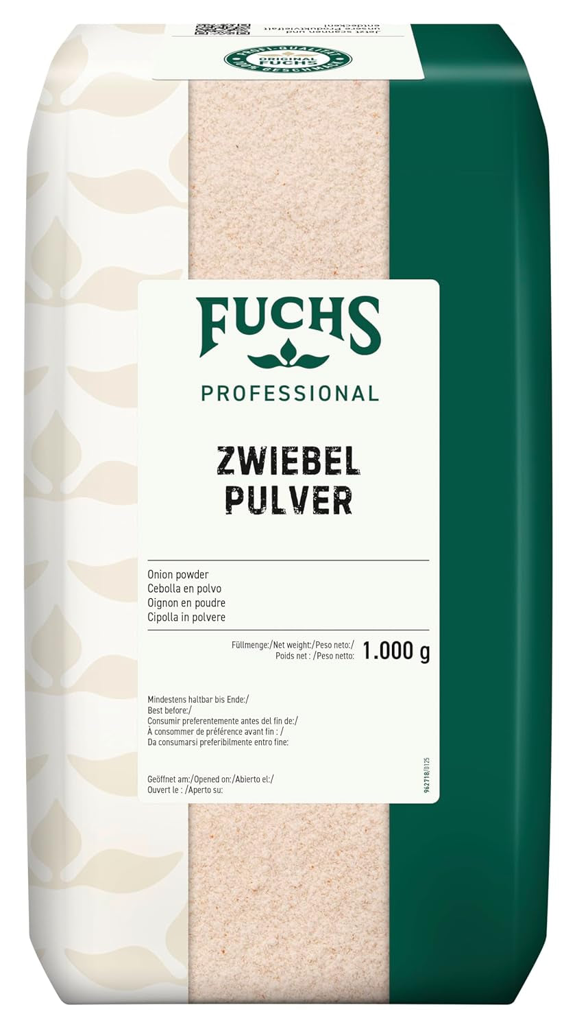 Fuchs Professional - Zwiebelpulver | Schonend verfahrett, zum Würzen von herzhaften Gerichten | Profi-Qualität für Großverbraucher und Gastronomie | Worek 1 kg nadający się do recyklingu