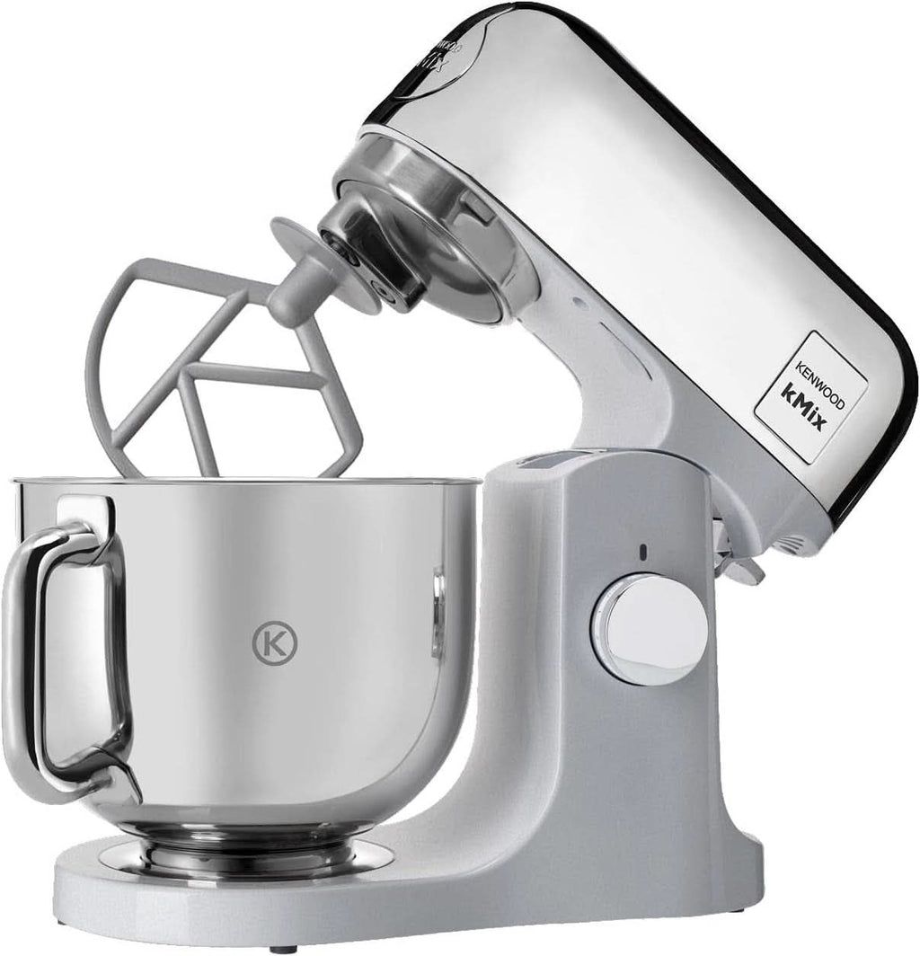 Kenwood Kmix Editions KMX760CH Küchenmaschine, 5 L Edelstahl Schüssel, Safe-Use-Sicherheitssystem, Metallgehäuse, 1000 Watt, Inkl. 3-Teiligem Patisserie-Set Und Spritzschutz, Chrom Mama si Copilul Naty Shop