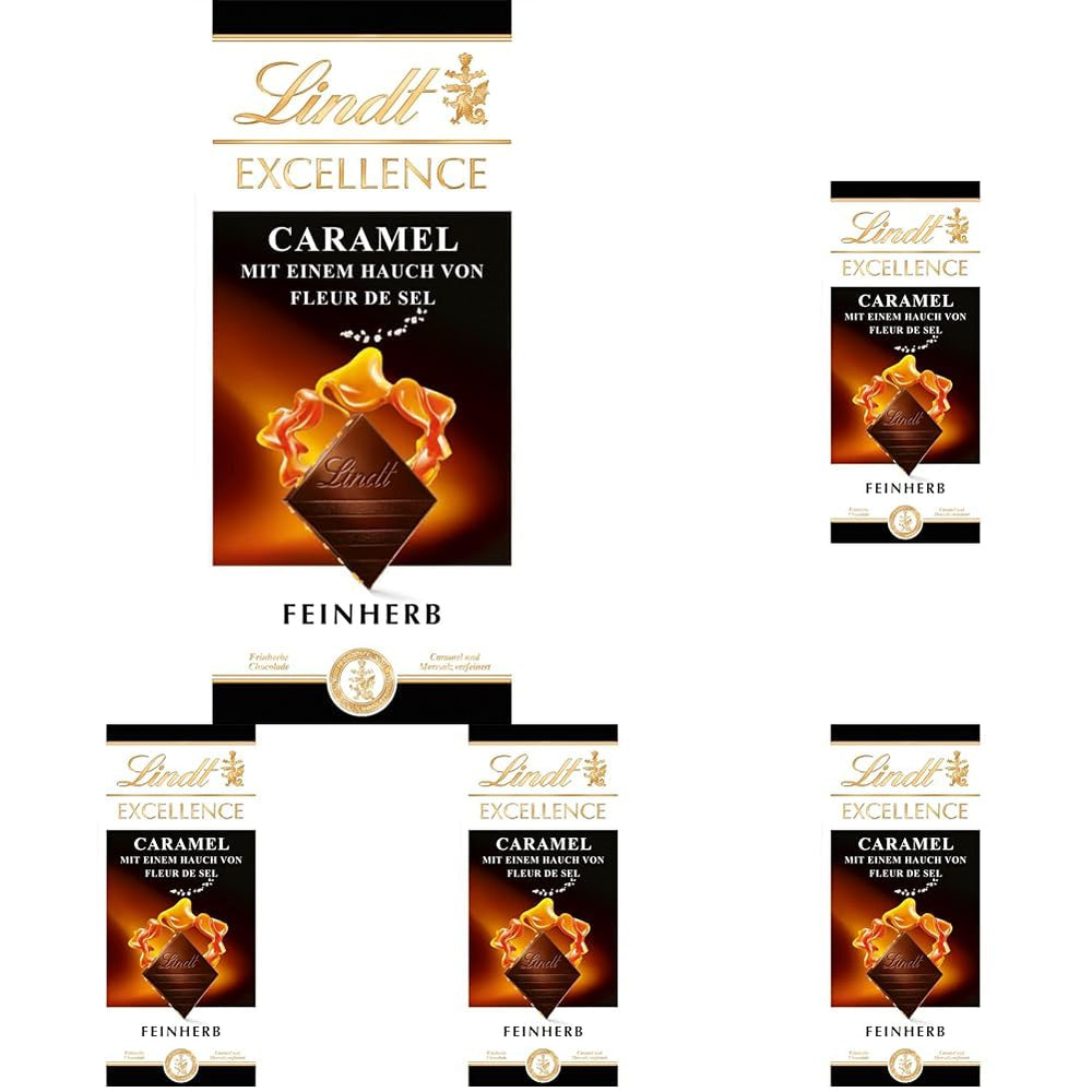 Lindt EXCELLENCE Karmel i sól morska - Ciemna czekolada | Batonik 100g | Z Karmelem i Solą Morską (Fleur de Sel) | Intensywny smak kakaowy | Czekolada ciemna
