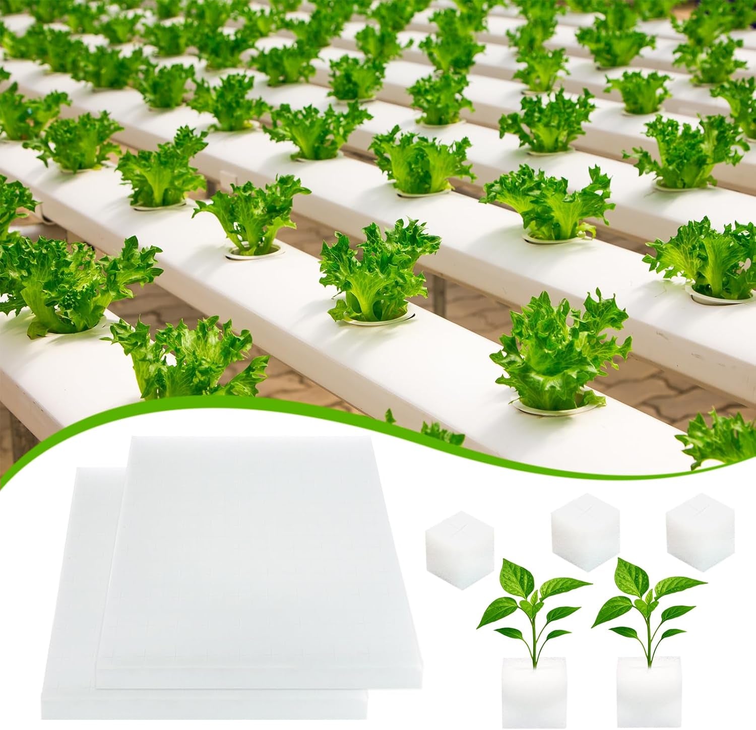 Wełna mineralna, wełna mineralna do rozmnażania, 2 szt., gąbka hydroponiczna, 200 szt. Po cięciu - alternatywa dla szklarni, kiełkowania nasion i warzyw domowych