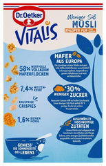 Dr. Oetker Vitalis Less Sweet Crunchy Pure: Chrupiące musli z 30% mniejszą ilością cukru, opakowanie 5 sztuk (5 x 600g)