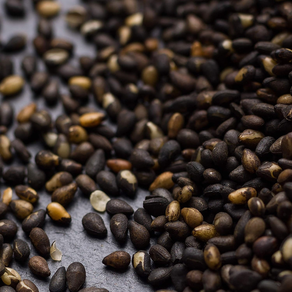 - Gerösteter schwarzer Sezam 150g | Balaststoffreich | Źródła białka wegańskie | Aromat Reichesa | Przeciwutleniacz | Streuen Einfach