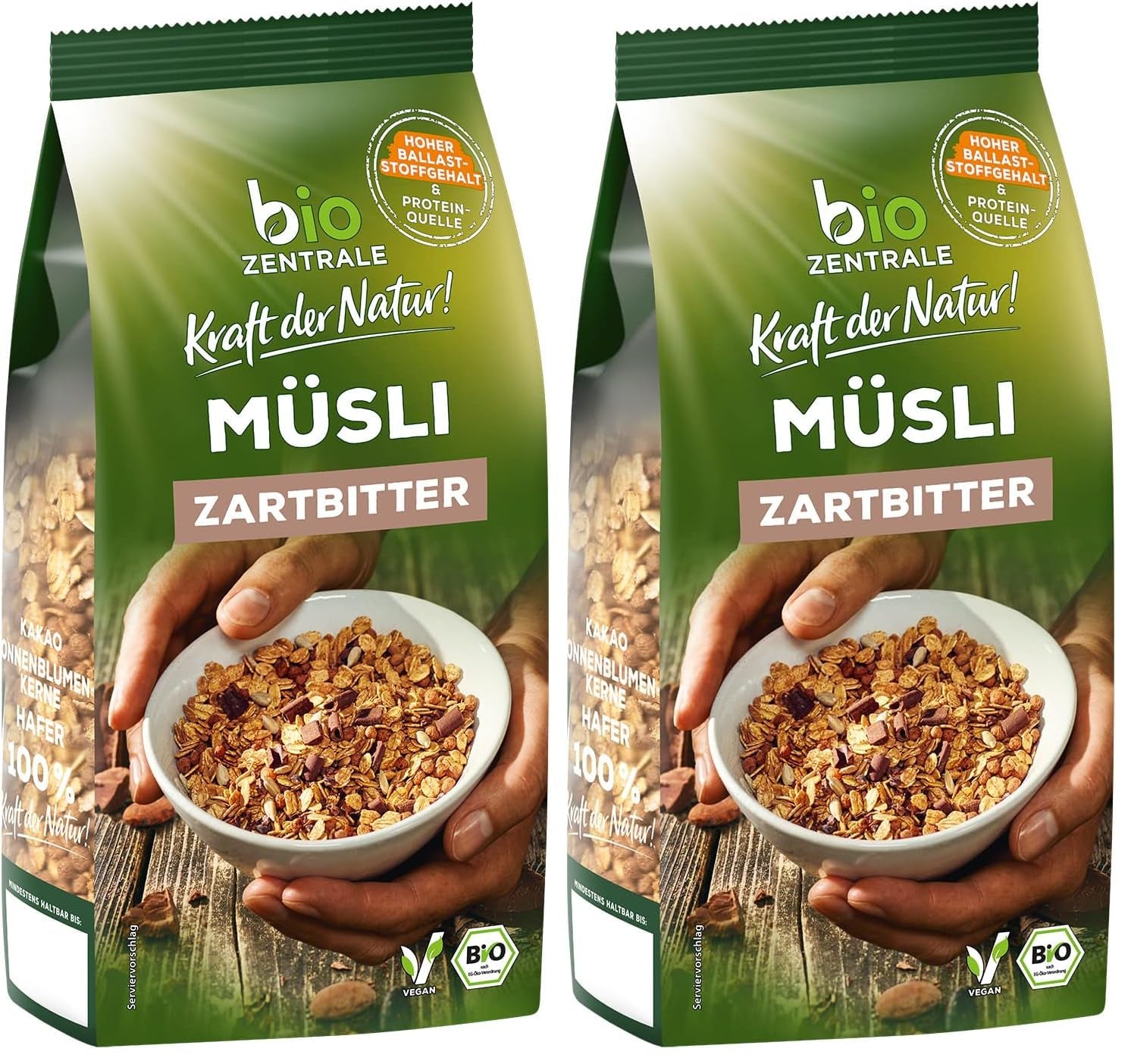 Biocentralne Musli z gorzką czekoladą | 500g Organiczne Wegańskie | Idealny na śniadanie i filiżankę musli na wynos | Alternatywa dla batonów musli