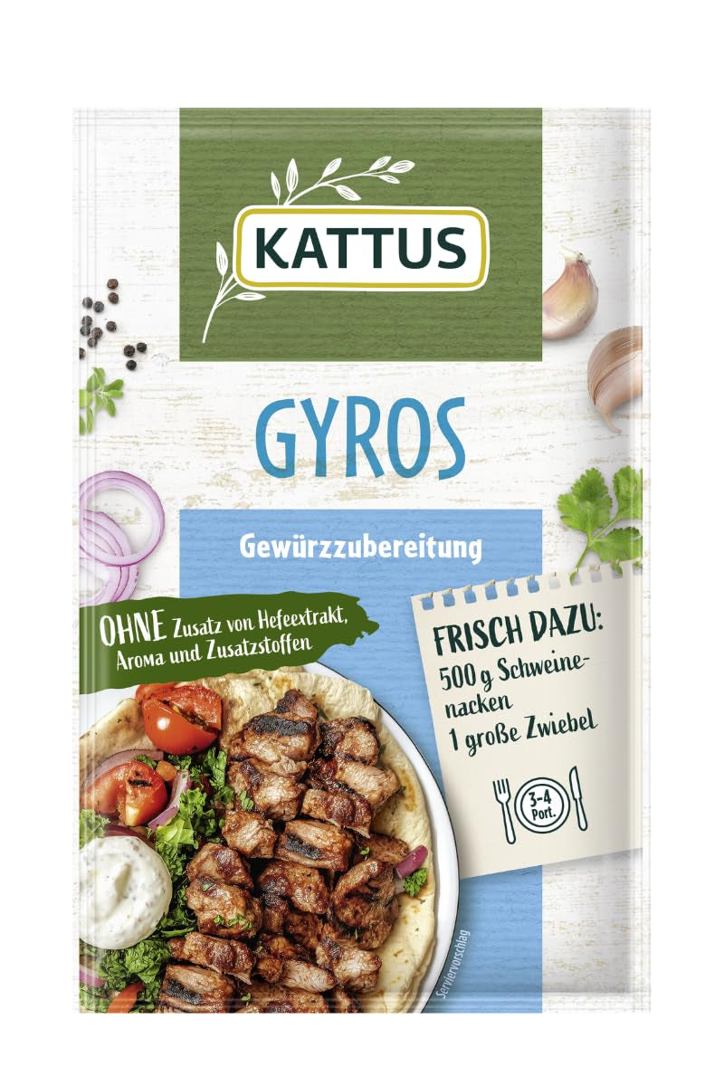 - Gyros Gewürzzubereitung | Przyprawa na 3-4 porcje | Ohne Zusatz von Fefeextrakt, Aroma und Zusatzstoffen | 25 g w torebce