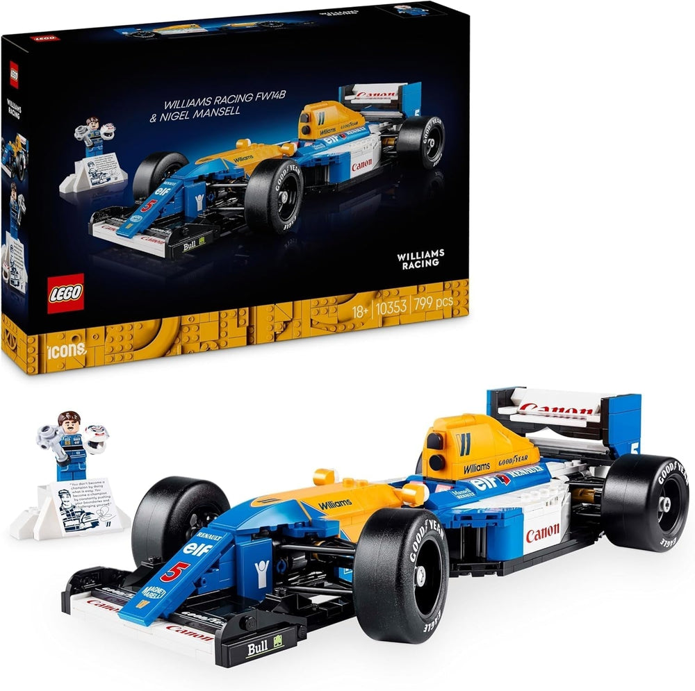 LEGO Icons Williams Racing FW14B z Nigelem Mansellem - Zestaw modeli samochodów F1 z kolekcjonerskimi minifigurkami kierowcy wyścigowego - Dekoracja biurka ze stojakiem - Prezent dla dorosłych i nastolatków Fani sportów motorowych 10353 Zestawy do budowania Besuche den LEGO-Store Default Title