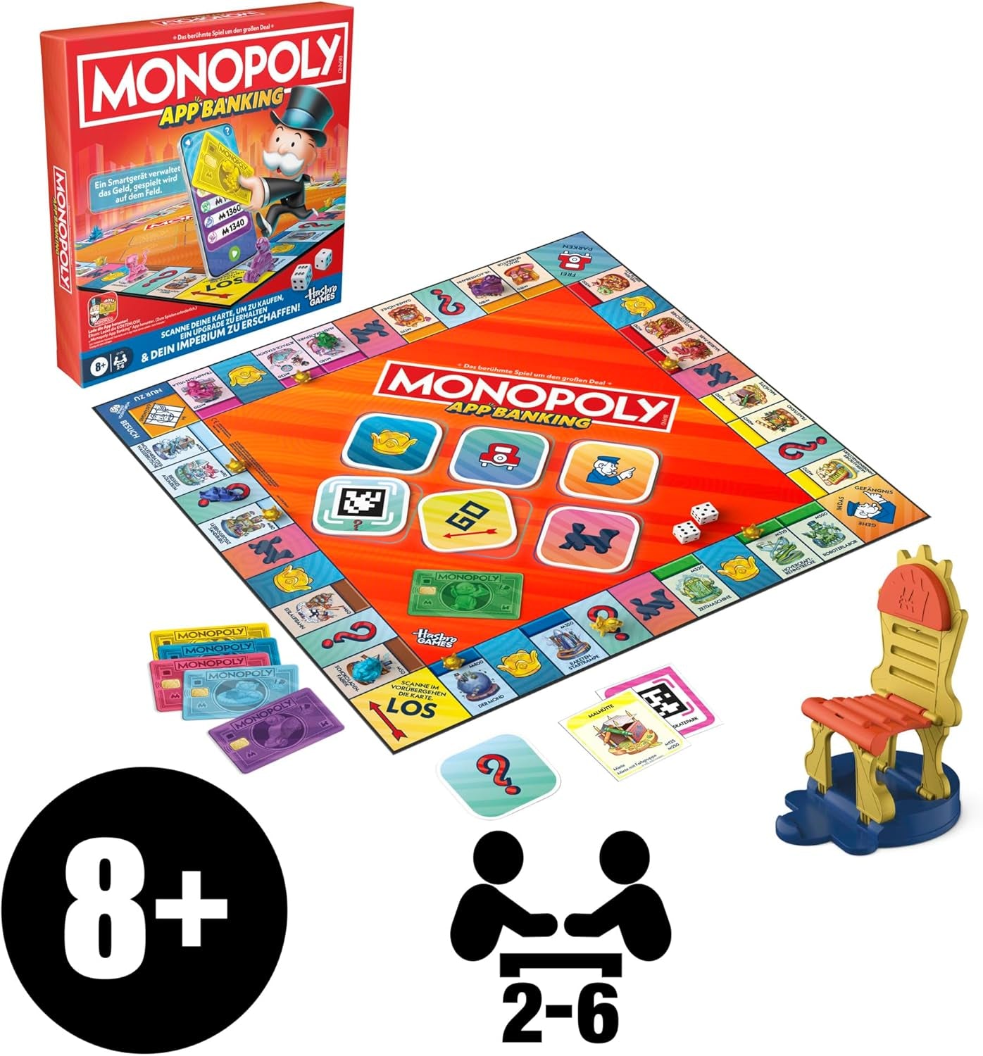Aplikacja Monopoly Board Game Banking - wersja niemiecka, nowoczesna wersja klasycznej gry elektronicznej dla dzieci w wieku od 8 lat, dla 2 do 6 graczy