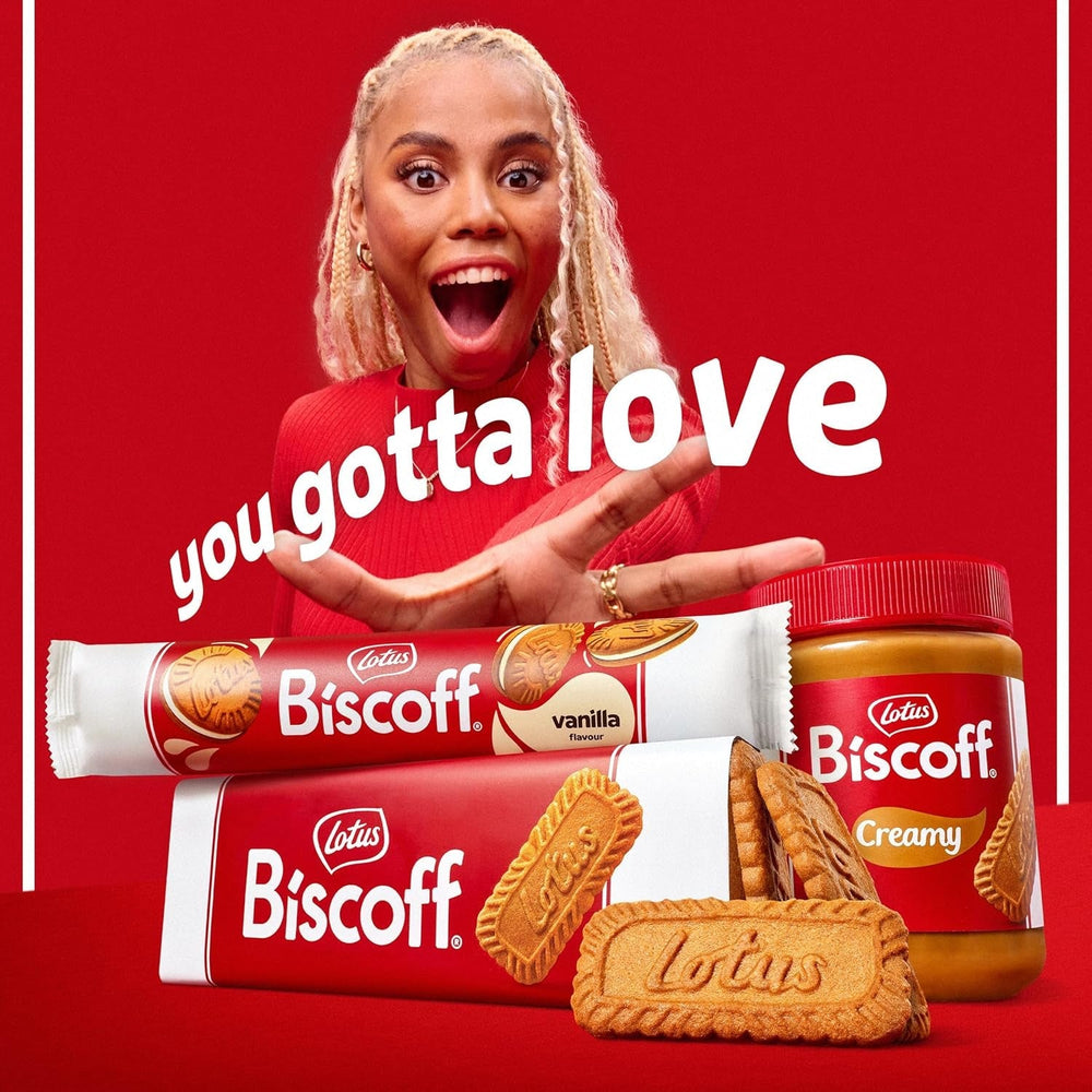 Lotus Biscoff | Biscuiți gemeni tip sandwich cu umplutură de cremă Biscoff | 15 biscuiți tip sandwich per pachet | Doar ingrediente naturale | Vegani | Fără coloranți sau arome adăugate | 9 x 150g | 1,35 kg