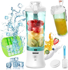 Mikser Smoothie Maker to Go, Mini Standmixer Tragbar Mit 6-Klingen Edelstahl, Enstafter Mit Reisedeckel, Przenośny blender USB Elektrisch 600Ml Butelka, Mikser Shaker Slushy Maker Wasserdichter Bucatarie Naty Shop