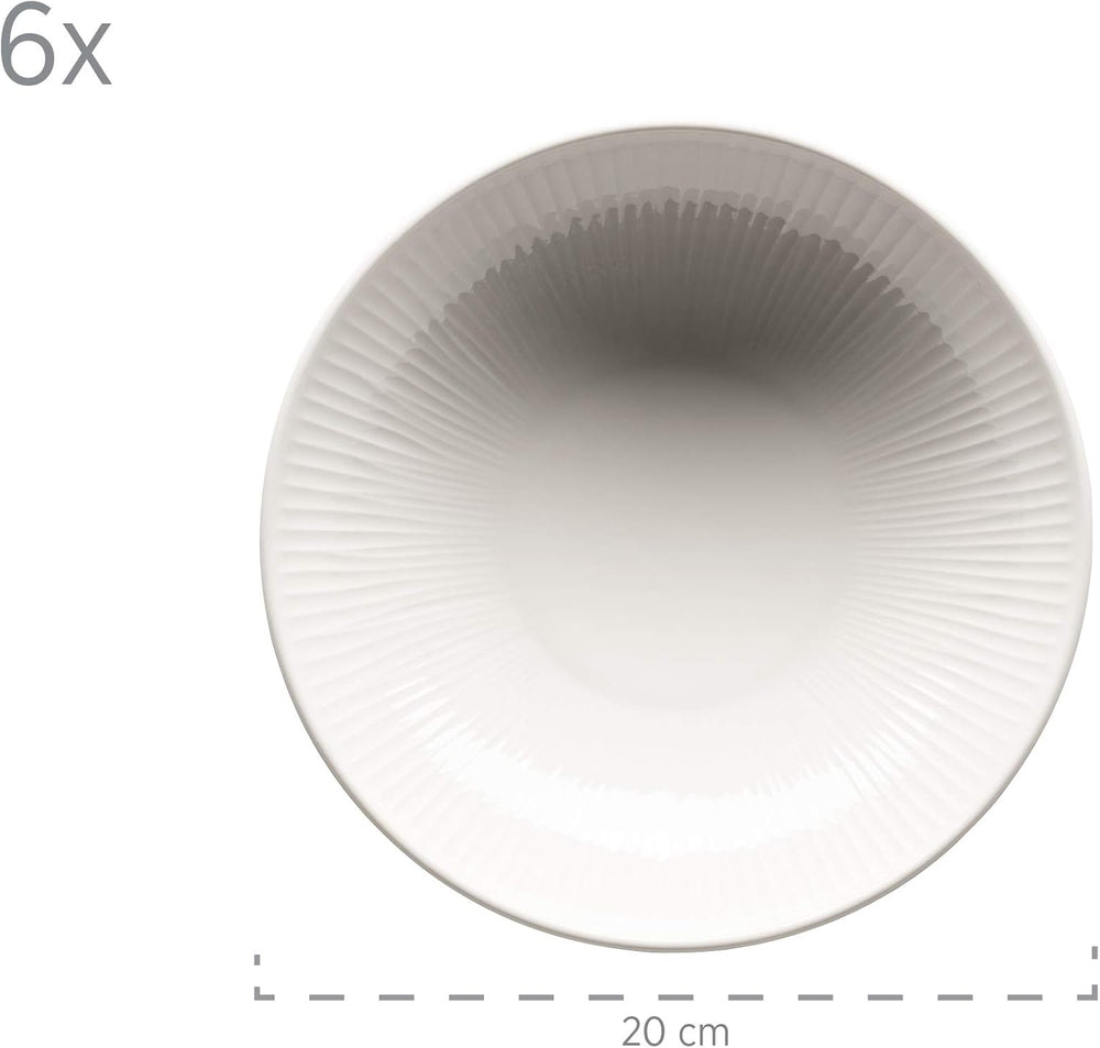 MÄSER 931461 Dalia, Serviciu de cină pentru 6 persoane din porțelan hotelier de înaltă calitate, de culoare albă, set de farfurii cu 12 piese în design vintage, porțelan rezistent