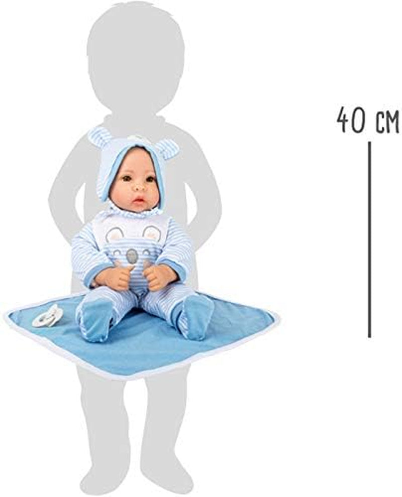 Păpușa Small Foot Lukas, inclusiv haine detașabile, suzetă și pătură moale, jucărie de rol, 11238