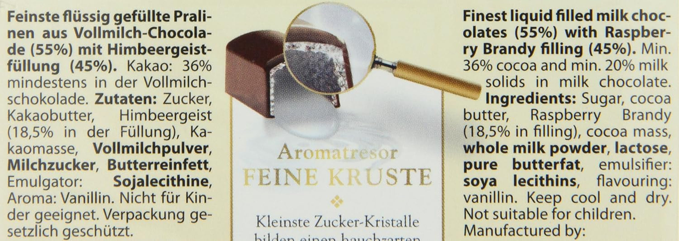 Praliny RCP Schladerer z alkoholem malinowym, mleczna czekolada, masa cukrowa, płynne nadzienie, zawiera alkohol, świetny prezent, 2 x 127 g