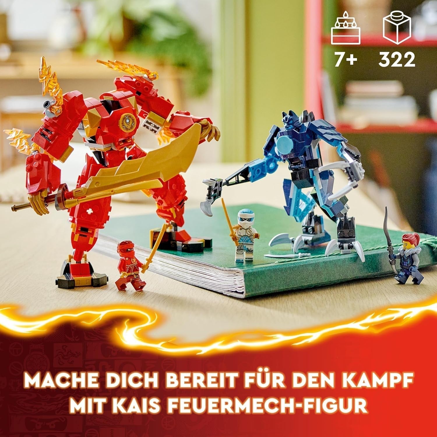 LEGO NINJAGO Kai's Fire Mech, jucărie figurină de acțiune pentru copii cu figurină mech roșie pentru personalizare, set ninja cu 4 figurine, inclusiv Kai și Zane, cadou pentru băieți și fete de 7 ani 71808 Seturi de constructie Besuche den LEGO-Store