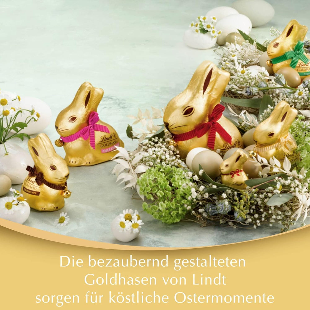 Lindt Chocolate Gold Bunny Karmel i sól | 100g | Czekolada mleczna z solonym karmelem na Wielkanoc | Czekolada Wielkanocna | Prezent czekoladowy | Czekoladowy Króliczek | Zając Wielkanocny