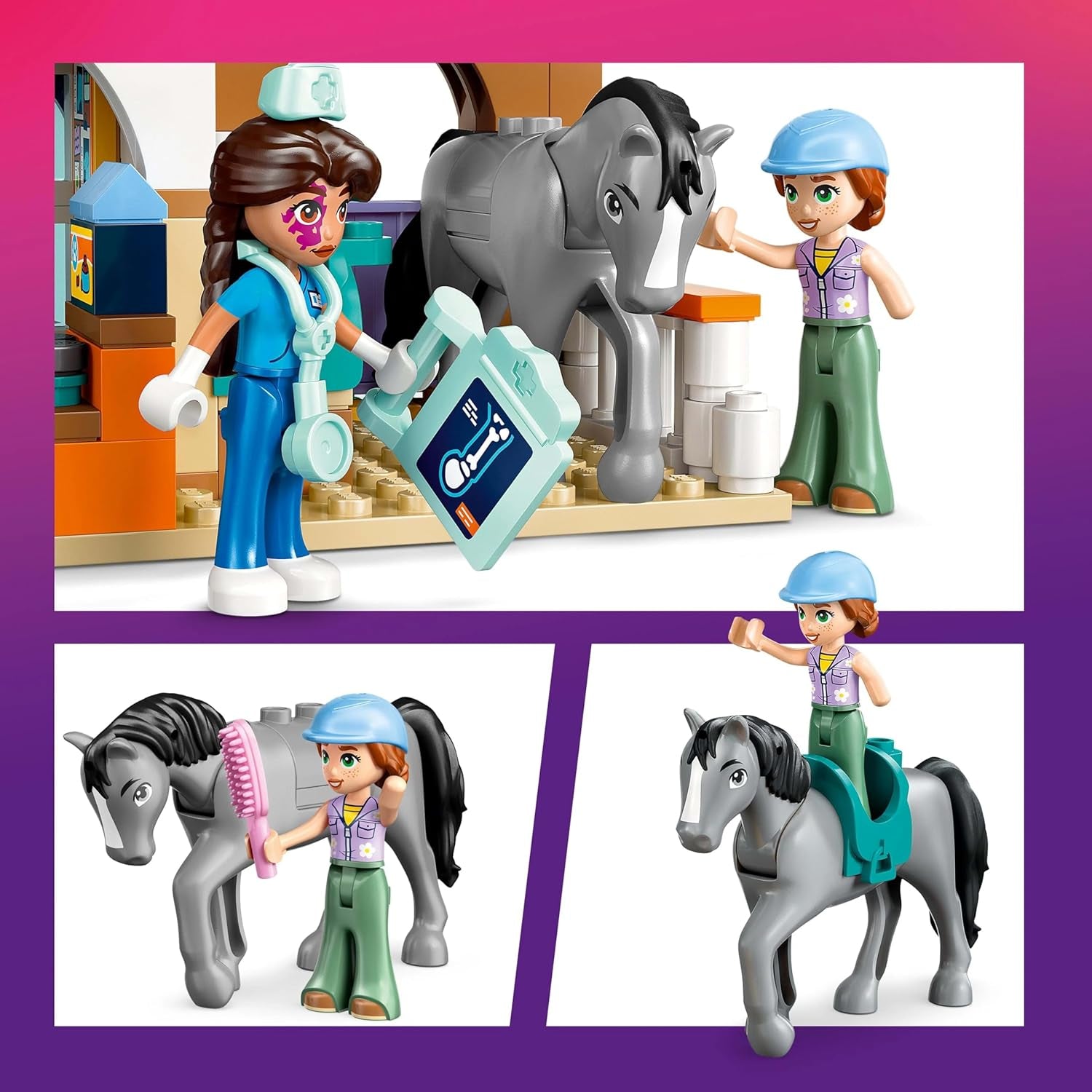 LEGO Friends Gabinet weterynaryjny dla koni i zwierząt domowych, zestaw do budowania i zabawy do pomysłowej zabawy w odgrywanie ról z 3 minifigurkami i 5 figurkami zwierząt, pomysł na prezent dla dziewczynek w wieku 7 lat 42651 Zestawy do budowania Besuche den LEGO-Store