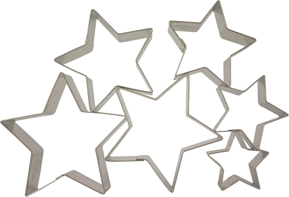 Set de forme de biscuiți Dr. Oetker în formă de stea, 6 piese, forme de biscuiți de Crăciun, forme de biscuiți pentru biscuiți și biscuiți de terasă, motiv în diferite dimensiuni, cantitate: 1 x set de 6 piese