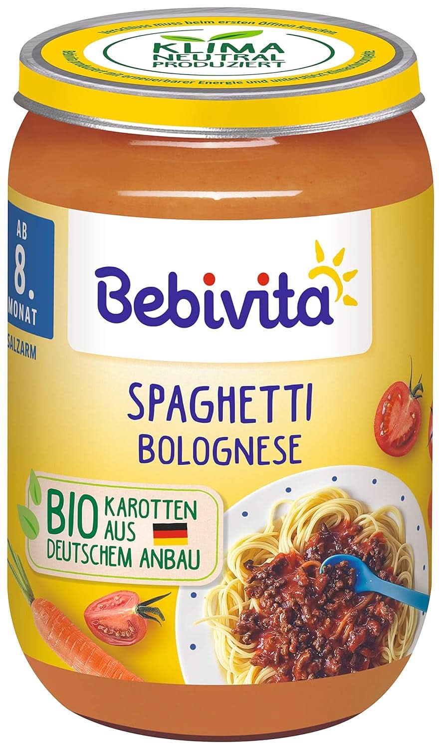 Menu Od 8 miesiąca Spaghetti Bolognese, opakowanie 6 sztuk (6 X 220 gramów), średnie Matka i Dziecko Naty Shop 220 gramów Spaghetti Bolognese