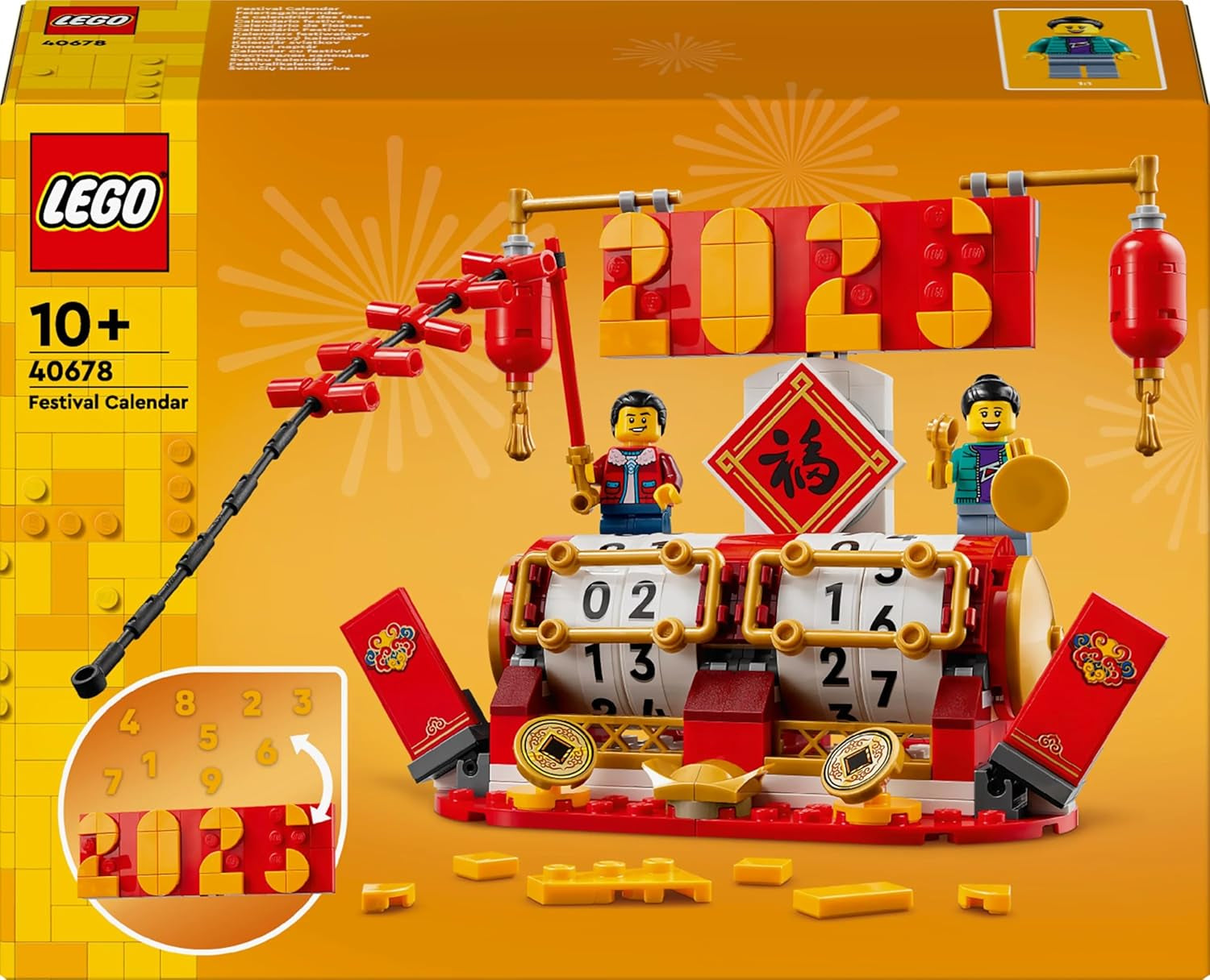 Kalendarz świąteczny LEGO, prezent na chińskie wakacje dla chłopców i dziewcząt, zestaw do budowania Księżycowego Nowego Roku, pozwala dzieciom na wyobraźnię, świąteczna zabawka, dekoracja na chiński Nowy Rok 40678 Zestawy do budowania Besuche den LEGO-Store