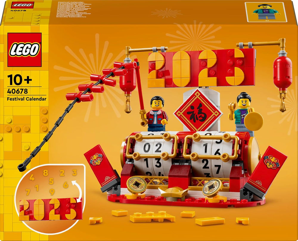 Kalendarz świąteczny LEGO, prezent na chińskie wakacje dla chłopców i dziewcząt, zestaw do budowania Księżycowego Nowego Roku, pozwala dzieciom na wyobraźnię, świąteczna zabawka, dekoracja na chiński Nowy Rok 40678 Zestawy do budowania Besuche den LEGO-Store