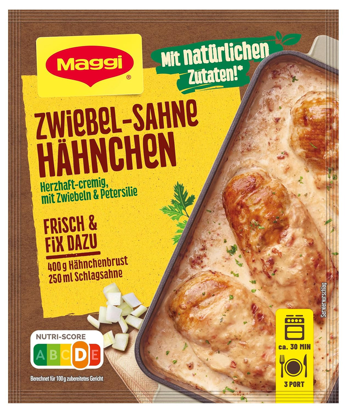 MAGGI Fix für Zwiebel-Sahne Hähnchen, Würzmischung, mit natürliche Ingredient*, für 3 Porcje, 1 opakowanie (1 x 26 g)