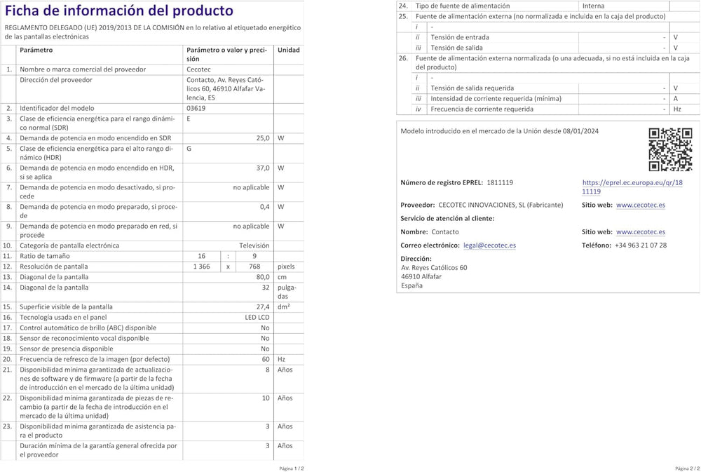 Televizor inteligent LED Cecotec 32" seria A4 ALH40032. Rezoluție HD, sistem de operare Google TV, Chromecast, asistent Google Voice, sistem audio Dolby și 16 GB ROM.