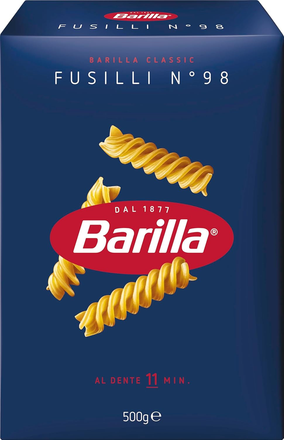 Barilla Pasta Classic Fusilli nr 98 z wysokiej jakości pszenicy durum, zawsze al dente, Chili, Spaghetti, Fusilli, Penne, włoski, 500g