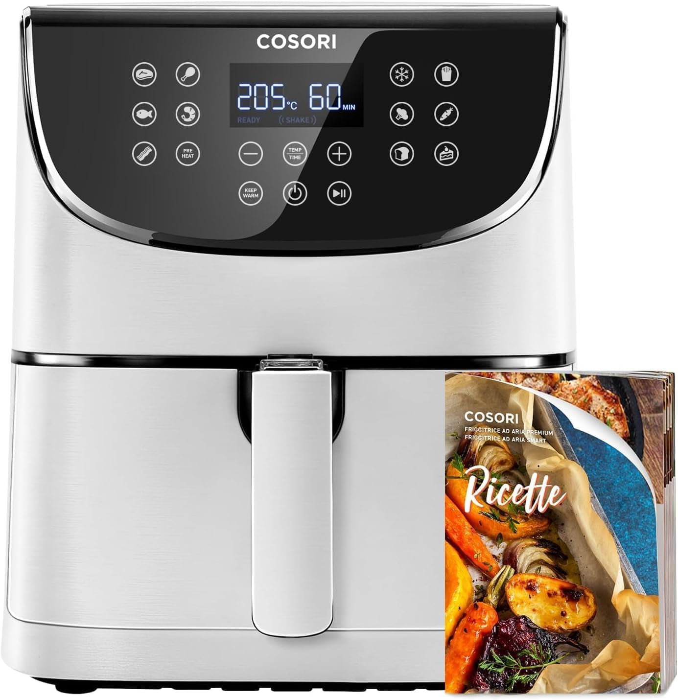 COSORI Frytkownica na gorące powietrze Airfryer, frytownica 12 w 1 XXL 6,2 l, frytkownica na gorące powietrze z okienkiem i przypomnieniem o zamieszaniu, 80 przepisów Sprzęt AGD Naty Shop White 5,5 l Premium