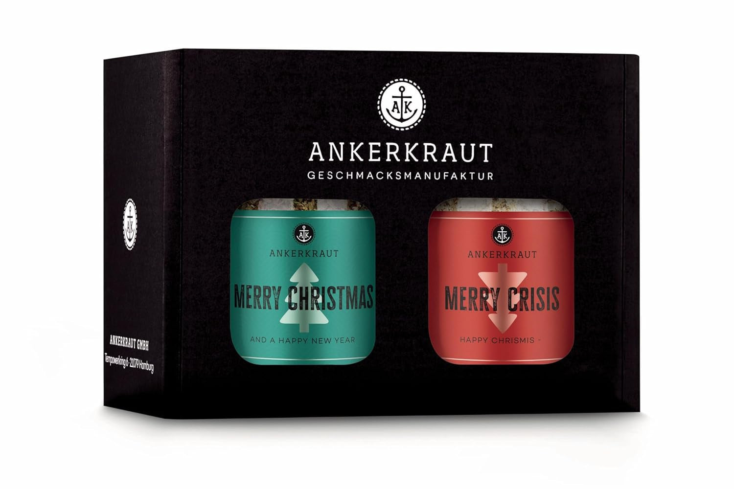 Ankerkraut „Merry Crisis” Anlass-Gewürz, Aioli Pfeffer Salz zum Verschenken, Gewürz Geschenk mit Knoblauch, 155 g w Corkenglas