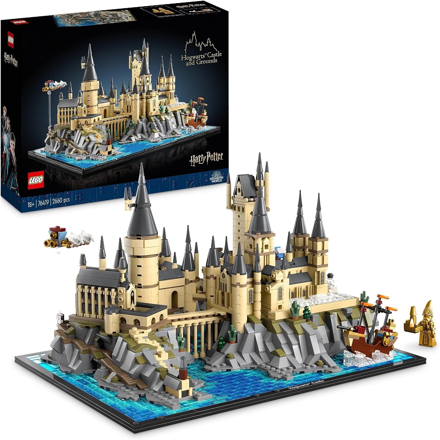 Zamek Hogwart LEGO Harry Potter ze skrzydłami zamku — zestaw z kolekcji dla dorosłych, obejmujący wieżę główną i wieżę astronomiczną, komnatę tajemnic i minifigurkę architekta — prezent dla kobiet — 76419 Zestawy do budowania Besuche den LEGO-Store Single