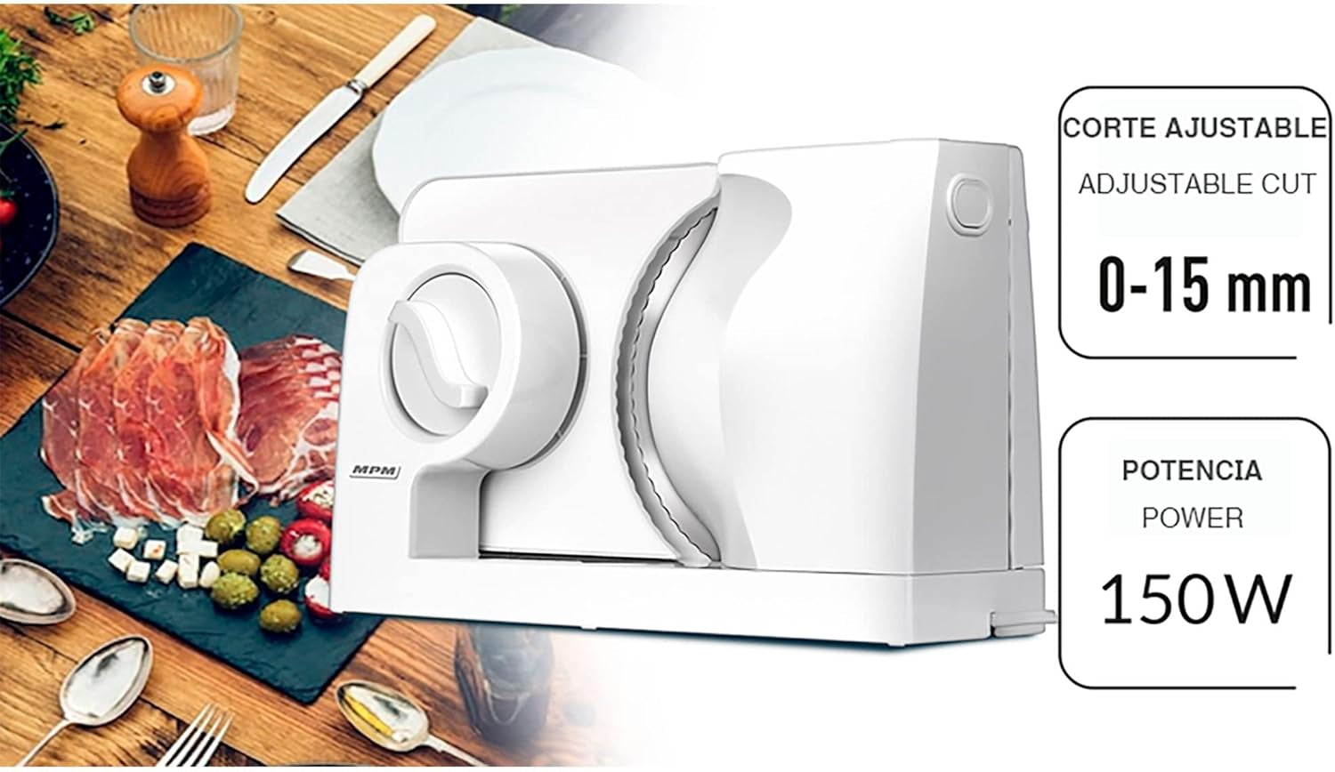 MPM MKR-05 Uniwersalna krajalnica elektryczna, regulacja grubości cięcia do 15 mm, 150 W Niszczarki i Krajalnice Naty Shop