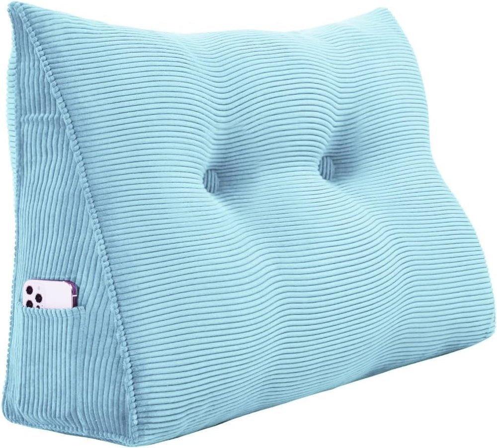 Pernă Johnear cu pană, pernă de citit pentru pat și canapea, pernă pentru spătar, pernă pentru tăblie, pernă lombară triunghiulară mare (gri, 45 cm)