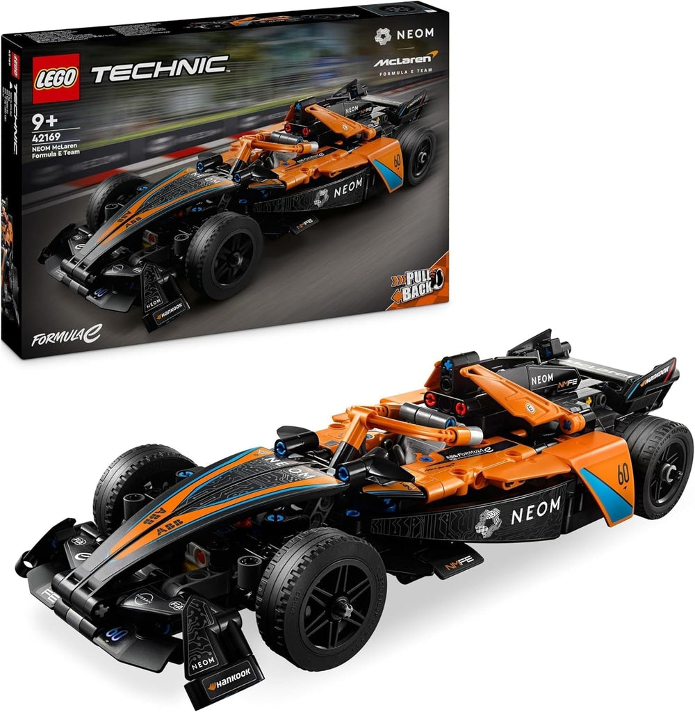 LEGO Technic Samochód wyścigowy Formuły E NEOM Mclaren, zabawka samochód wyścigowy dla 9-letnich chłopców i dziewcząt, zestaw modeli samochodów, dekoracje do pokoju dziecięcego, pomysł na prezent urodzinowy 42169 Zestawy do budowania Szukaj w sklepie LEGO