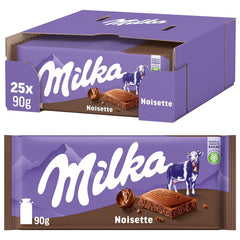 Milka Noisette – Alpejska czekolada mleczna z delikatnym i kremowym nadzieniem z orzechów laskowych – 25 x 90g