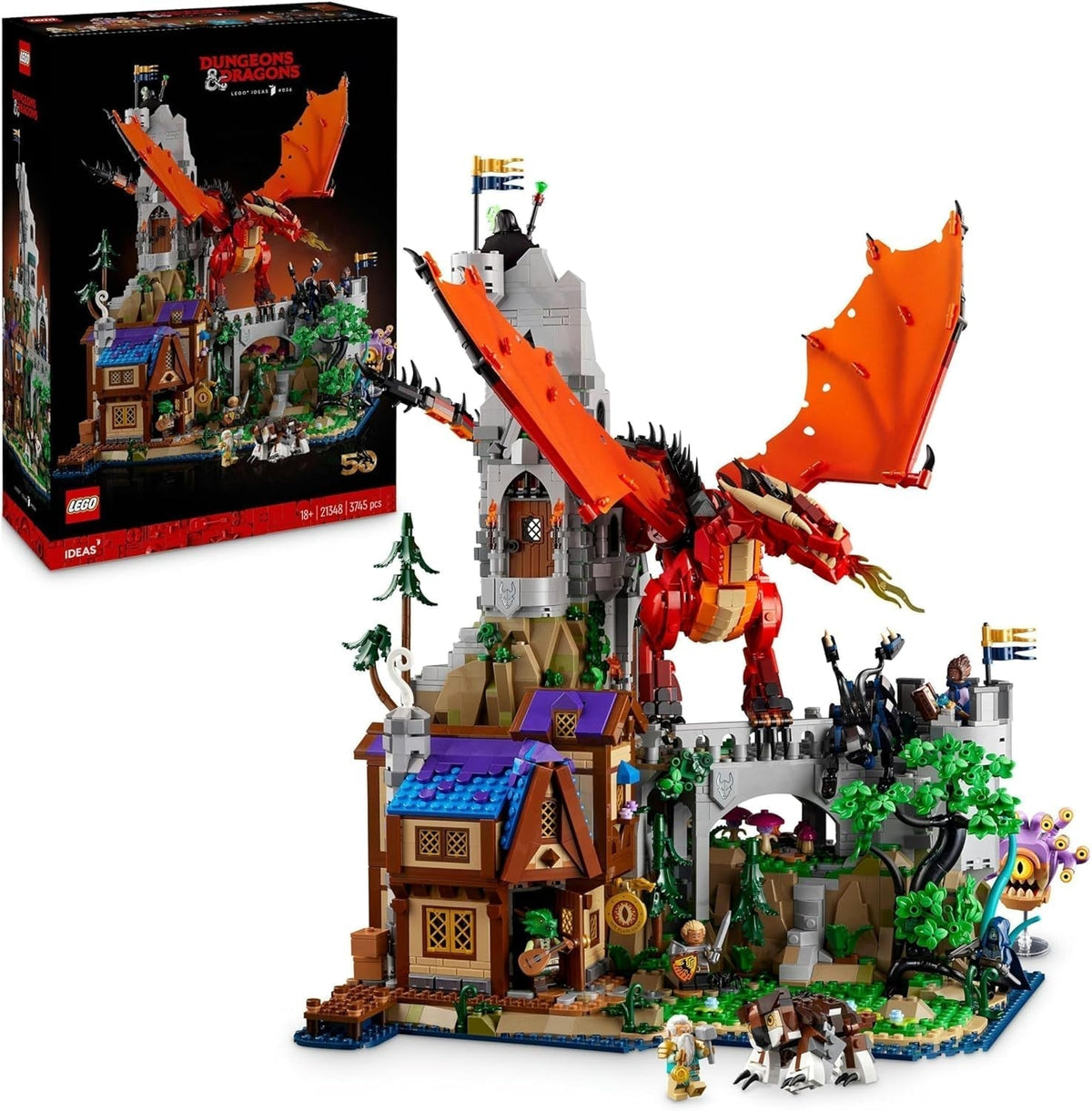 LEGO Ideas Dungeons & Dragons: Saga Czerwonego Smoka, Zestaw do budowania dla dorosłych, Dungeons and Dragons Pomysły na prezenty dla fanów, Zestaw do budowania fantasy, Aktywność twórcza 21348 Zestawy do budowania Besuche den LEGO-Store Domyślny tytuł